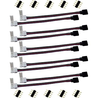 10x RGB 5050 LED Quick Connector 4-Pin Connection Cable LED Strip Connector Adapter Corner Connector for 10 mm Wide RGB 5050 LED Strip to LED Strip or LED Controller 17 cm