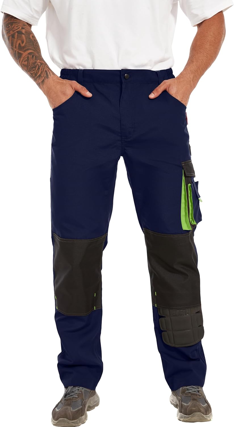 WORK IDEA Men's Rugged Work Pants Canvas Cargo Pants with Knee Pad Pockets