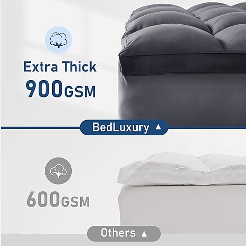 Miniatura 5 de BedLuxury Cubrecolchón de tamaño individual, extra grueso, refrescante, para dolor de espalda, transpirable, acolchado, parte superior de felpa