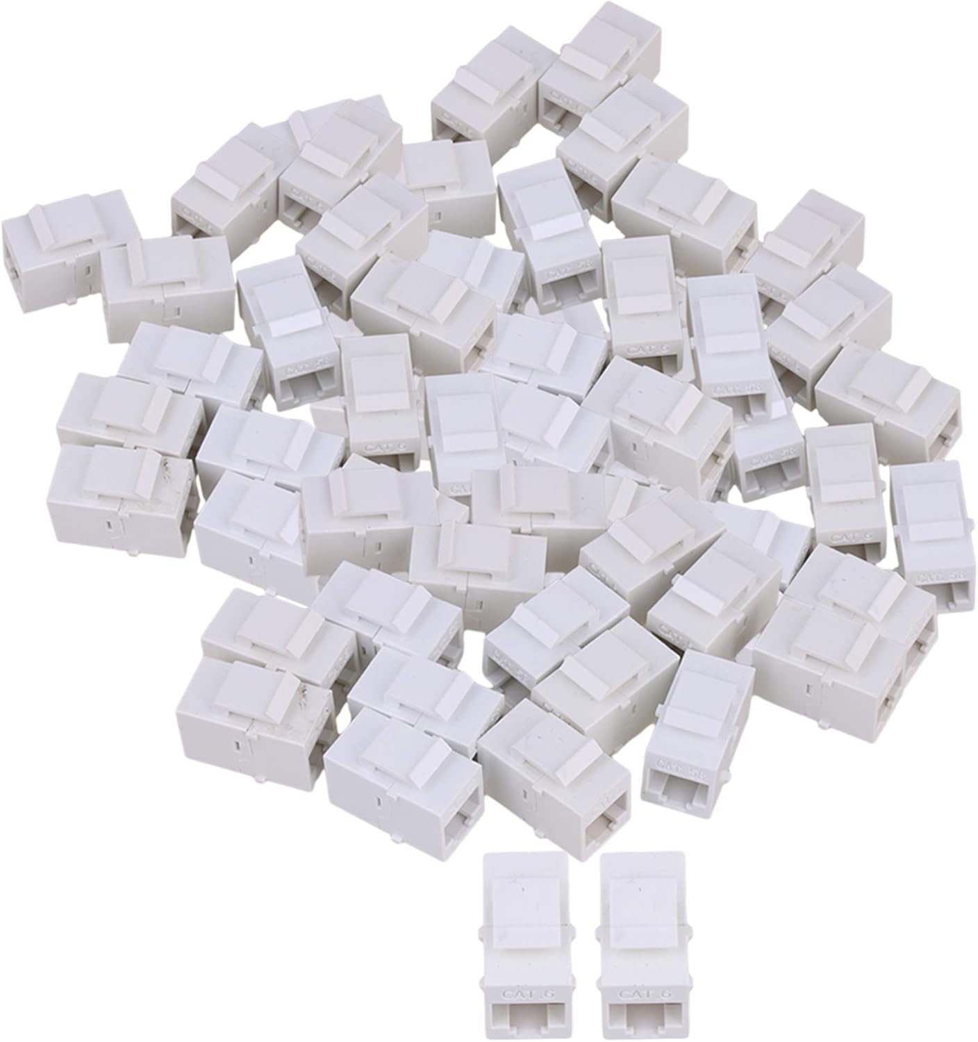 RDEXP Cat6 RJ45 Ethernet Inline Jack Coupler Keystone Female to Female Adapter Plug Set of 50