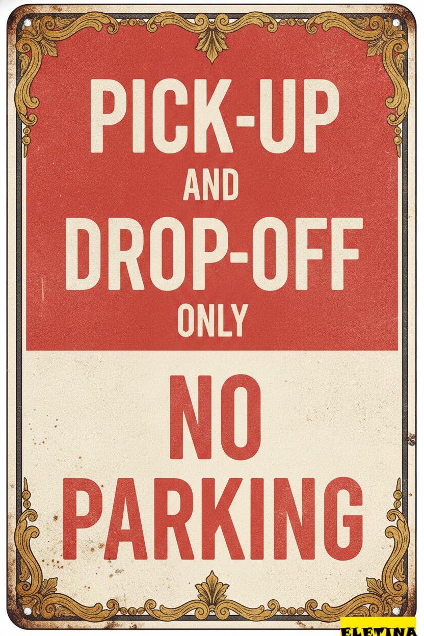 Tin Sign for Man Cave New Aluminum Pick Up Drop Off Only No Parking Weatherproof |indoor And Outdoor Wall Decoration Garage Street Yard Metal Tin 8x12 Inches Private Property Decorative