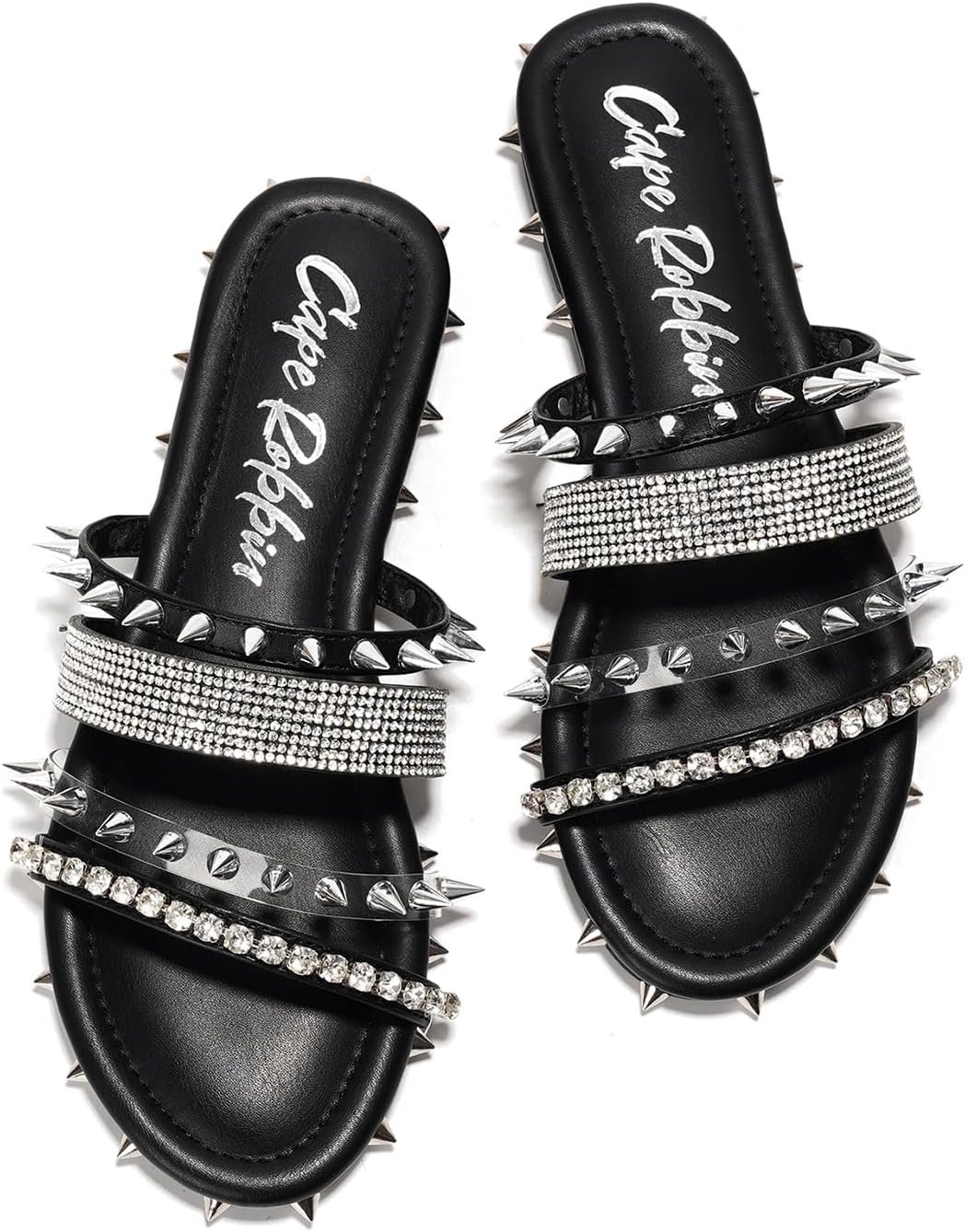 Cape Robbin Women's Slide Sandals Spiked Flat Slides, Summer 2025 Comfortable Slip-On Beach Shoes with PU Leather Sole (Xtreme) - Image 7