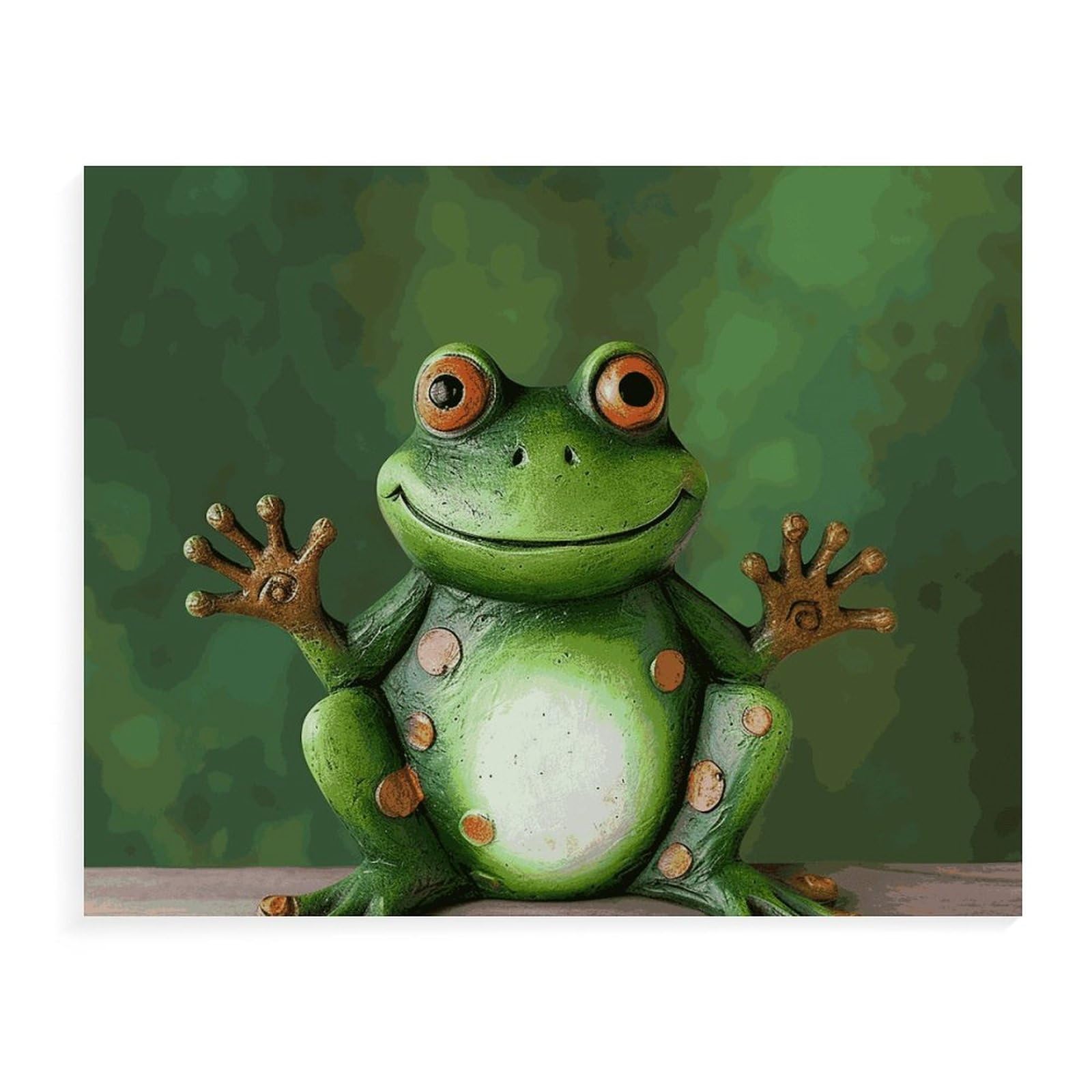 BVNMT Malen nach Zahlen, Motiv: Frosch, bedrucktes Leinwand-Ölgemälde mit Rahmen, 40,6 x 30,5 cm, für Erwachsene, Anfänger, Malen nach Zahlen, für Geschenke, Heimdekoration, Wanddekoration