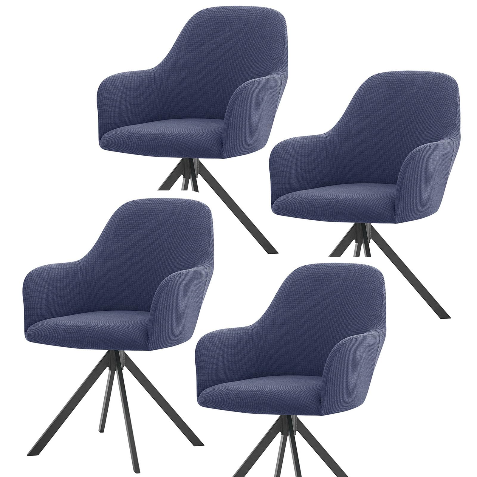 Housse de chaise moderne en fourrure extensible bleue lavable avec accoudoirs