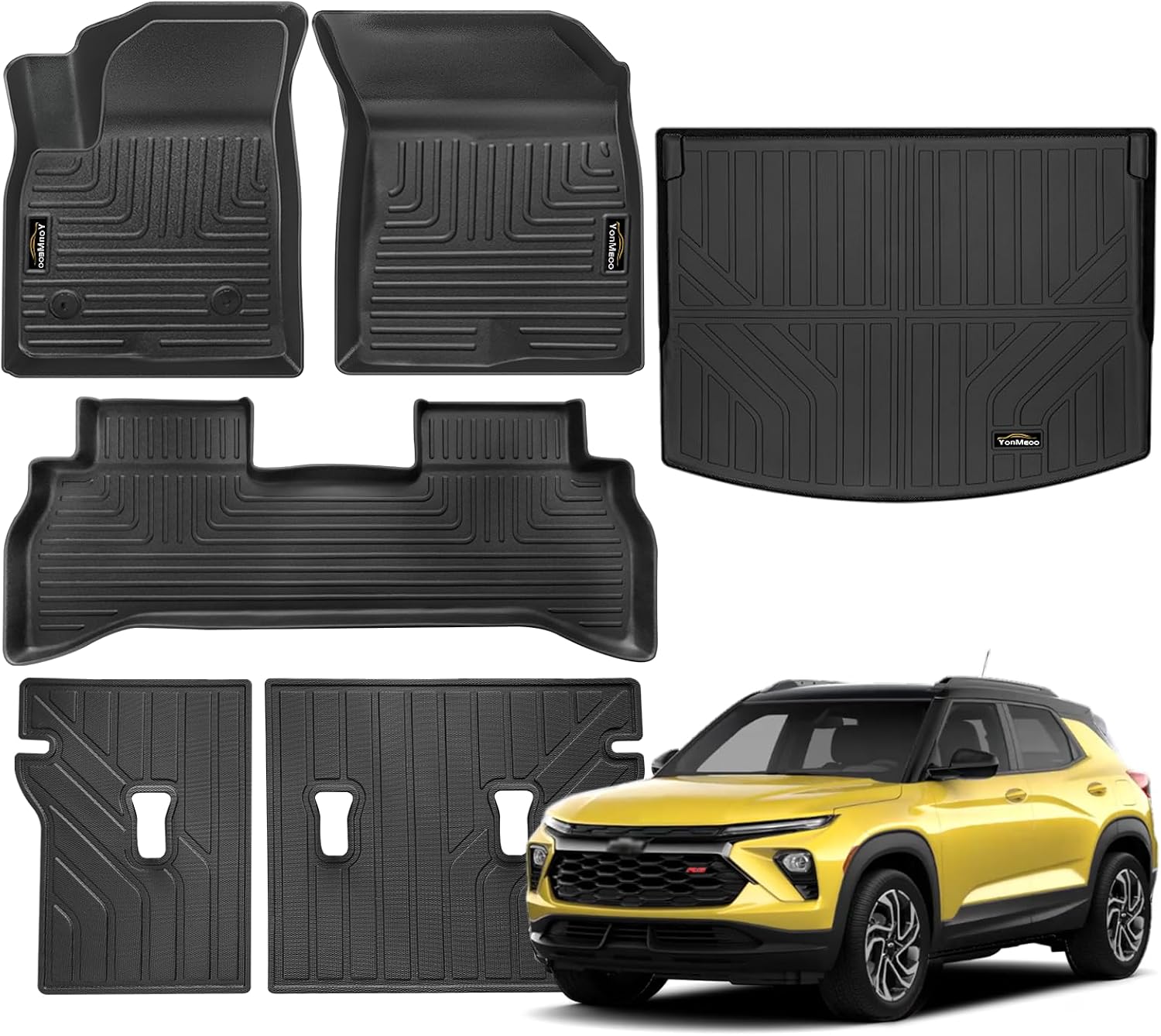 Floor Mats Custom Fit for Chevy Trailblazer FWD 2021-2025 2026 Trunk Mat with Backrest Mat All Weather TPE Cargo Liner Full Set for Chevrolet Trailblazer Accessories,Black