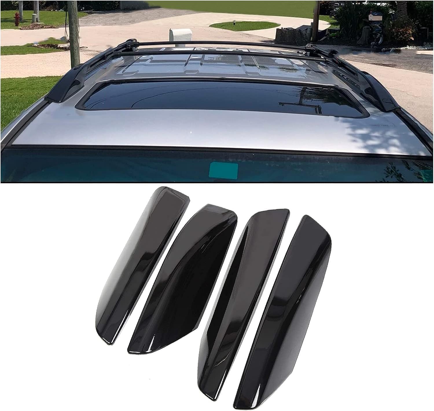 4Pcs Black Roof Rack Rail End Bar Cover Cap Shell Protection Replace for 2003-2009 4Runner SW4 N210