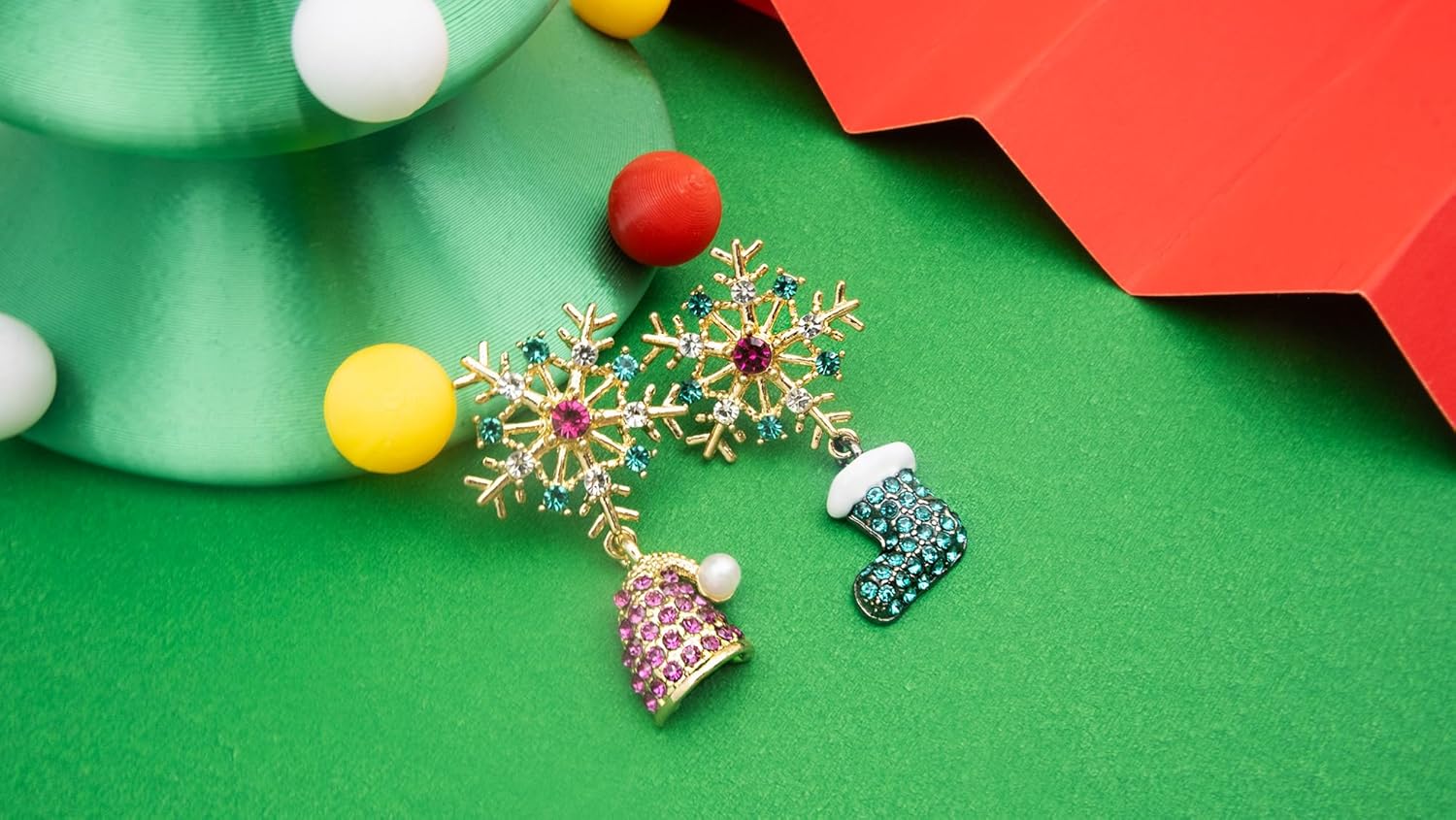 Christmas Earrings Crystal Christmas Earrings for Women Cute Christmas Tree Earrings Holiday Party Jewelry Gift - Image 5