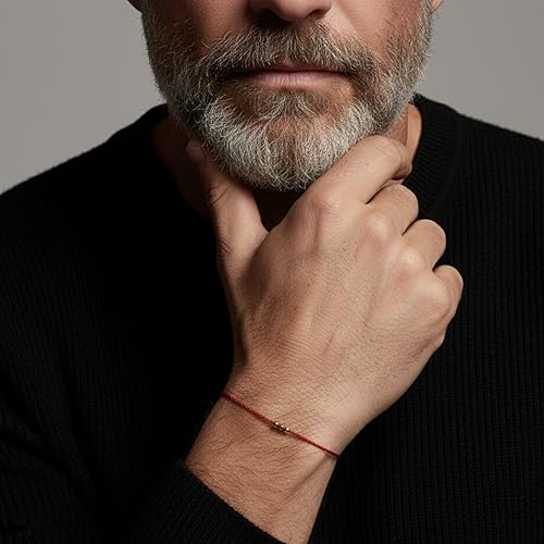 Miniatura 2 de Pulsera de oro macizo de 14 quilates con bola roja Delgada Joyería unisex de protección de la Cabalá con cierre Acentos de oro amarillo Talismán