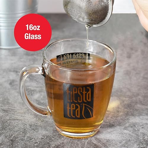 Miniatura 2 de Tiesta Tea - Taza de té con asa, 12.5 onzas, taza de té de vidrio transparente, apta para microondas y lavavajillas, para té caliente, té helado y
