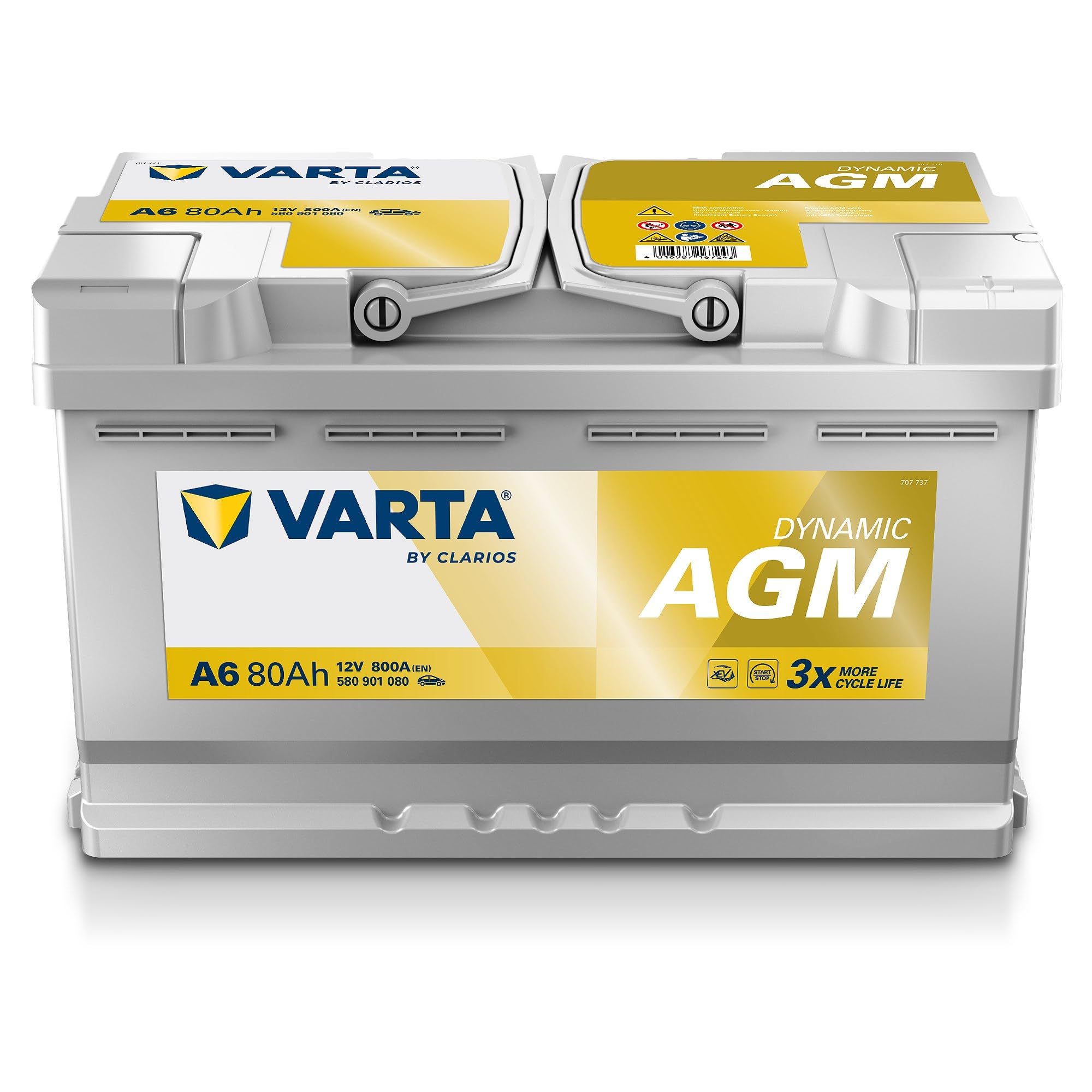 VARTA Automotive DYNAMIC AGM (A6) 12V 80Ah 800A Batteria auto al piombo-acido per start-stop e xEV