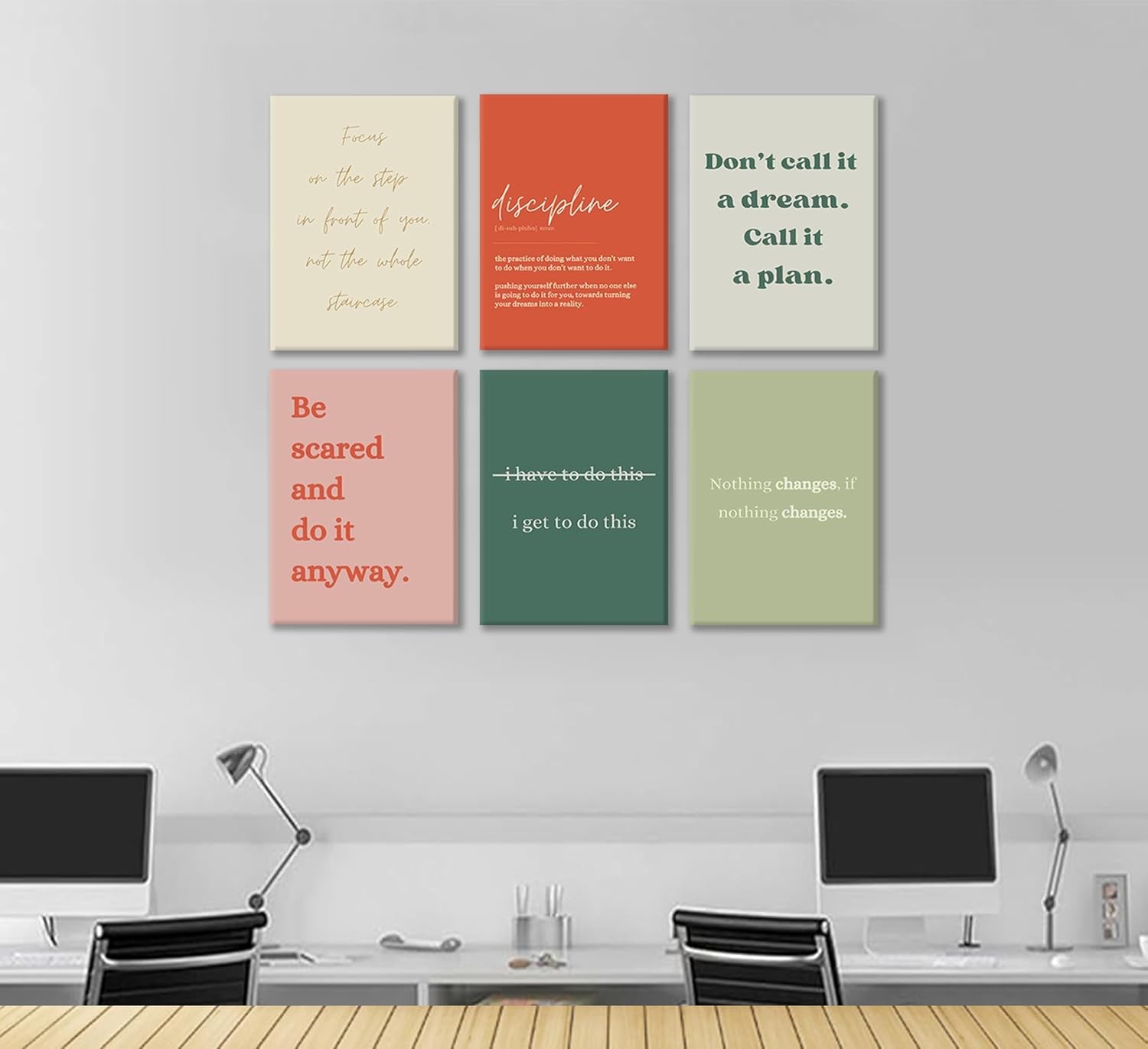 6Pcs Motivational canvas Wall Art Inspiring Teamwork Posters Prints Inspirational Workplace Pictures Office Positive Quotes Canvas Wall Decor for Bedroom Living Room Home Office 8x10In Framed