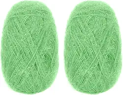 CAMAL Fio de poliéster para panos de prato para suprimentos de crochê, fio de tricô colorido brilhante para panos de prato, artesanato DIY, 2 pacotes 109 jardas por novelo (verde grama)