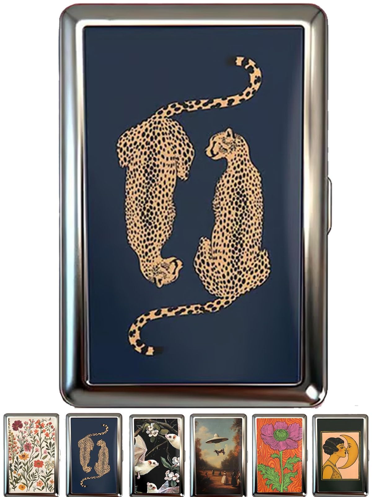 WORYEAR Vintage-Style Versatile Card & Cash Case, Blocking Metal Ultra SlimID Wallet, Easy Snap Closure, Art Deco Design(F)