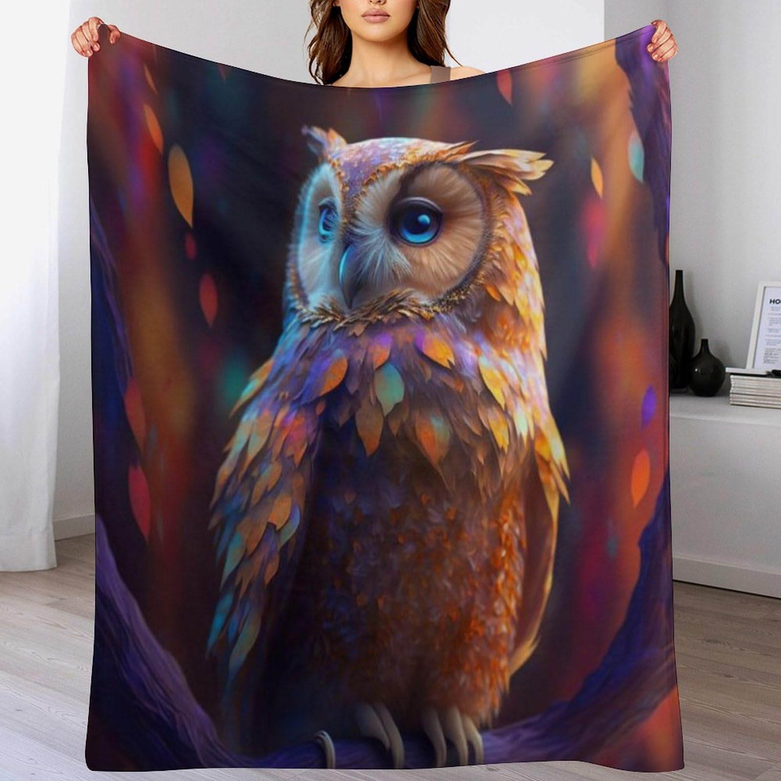 Couverture Polaire Douce Flannel Chouette Contre le Froid au Salon