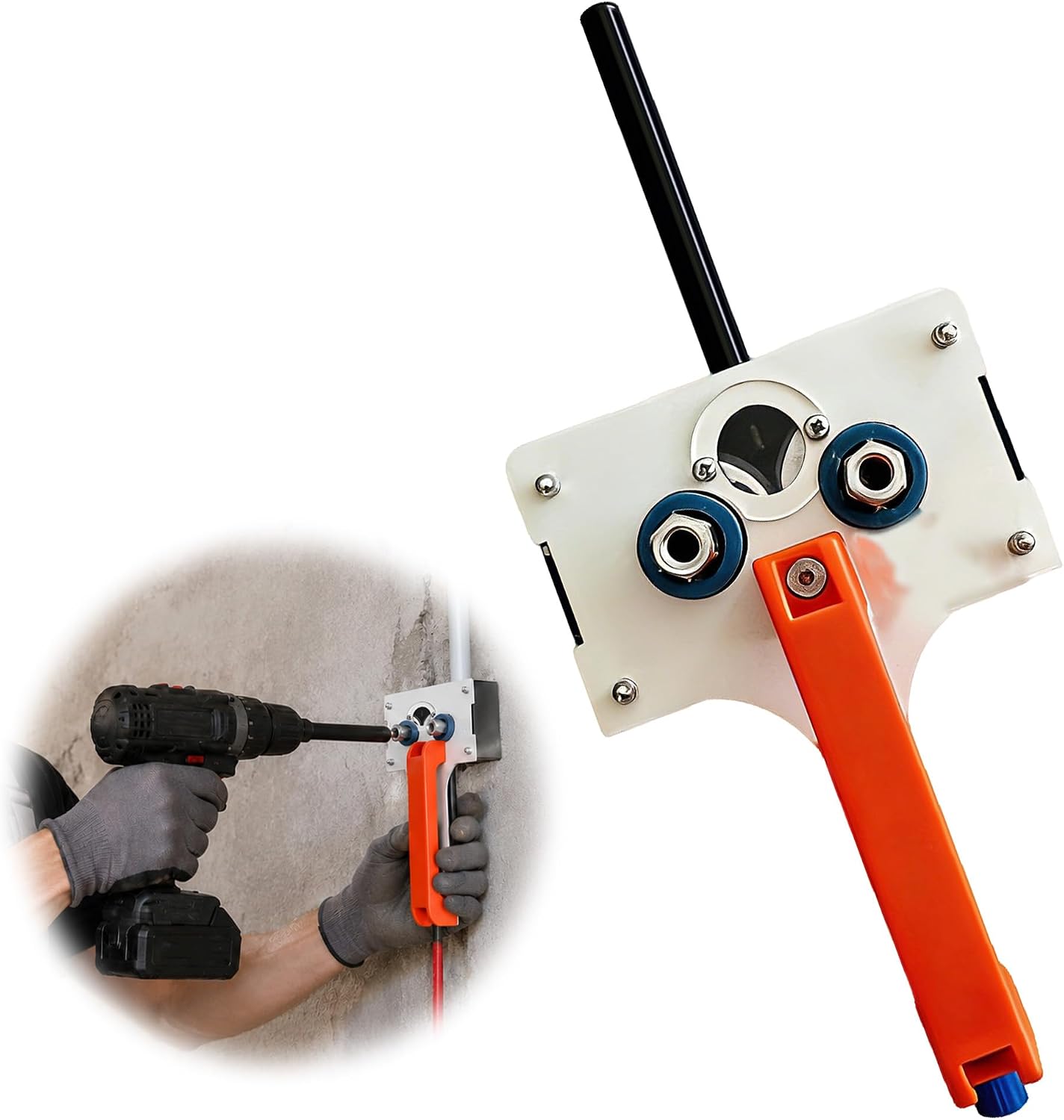 Efficient Cable Pulling Tool, Drill-Powered Multi-functional Wire Puller for PVC, Metal & Plastic Conduits, Pull Push Kit for Electricians, Orange