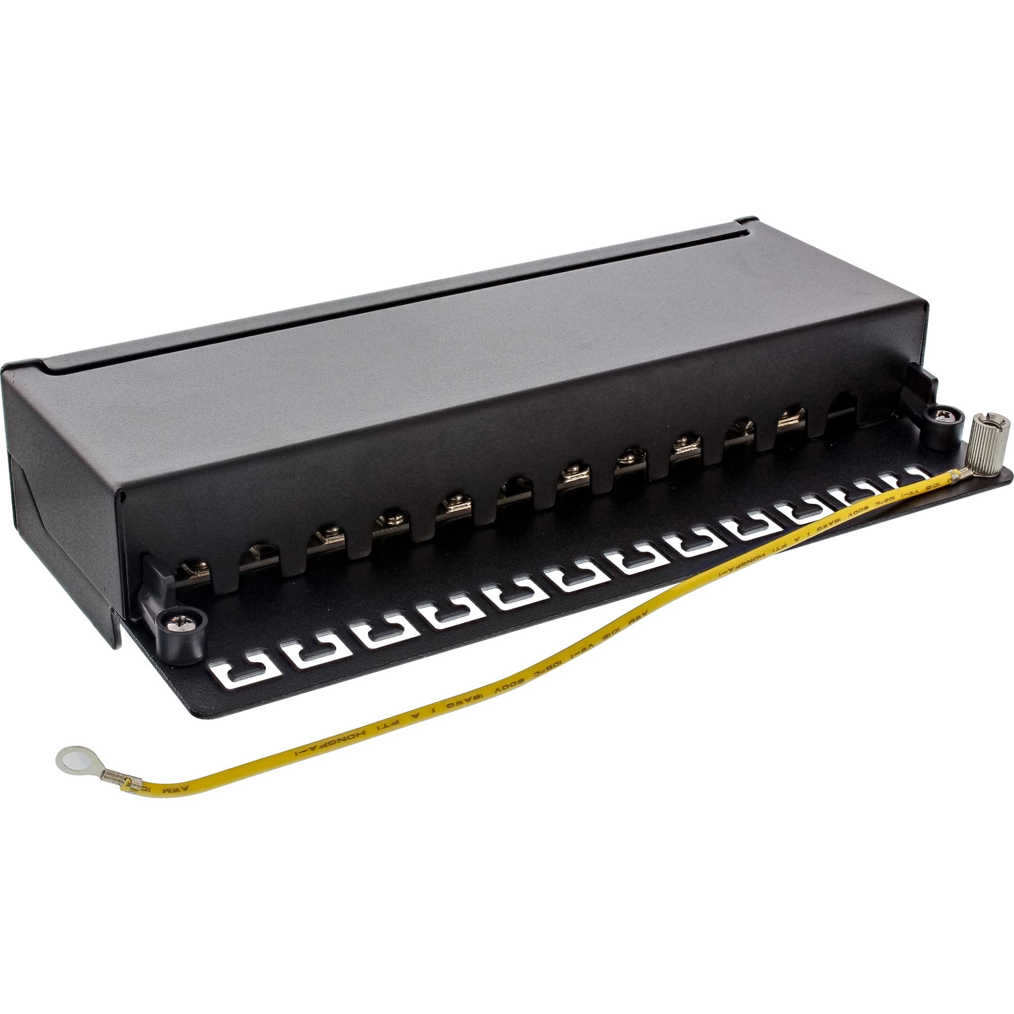 InLine 76809A Panneau de Brassage Plat Cat.6A 12 Voies Montage sur Rail DIN (TS35) Noir RAL9005