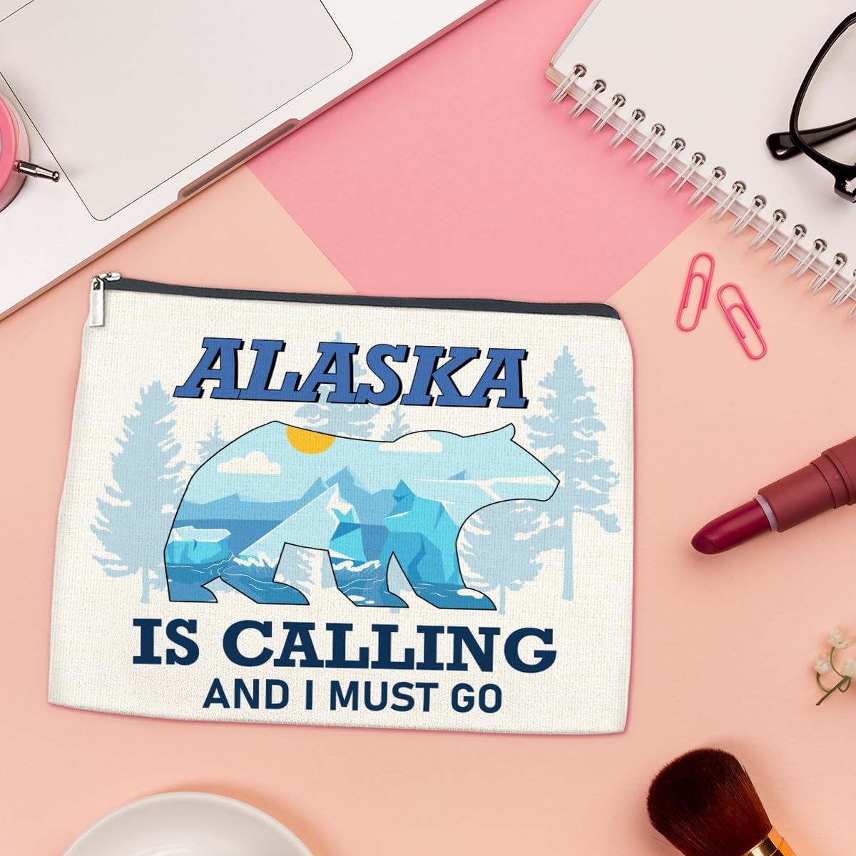 LyoGao Alaska Souvenirs Travel Essentials Makeup Bag, Alaska Cruise Lovers Portable Beach Cosmetic Bag for Women Girls Travelling - Image 4