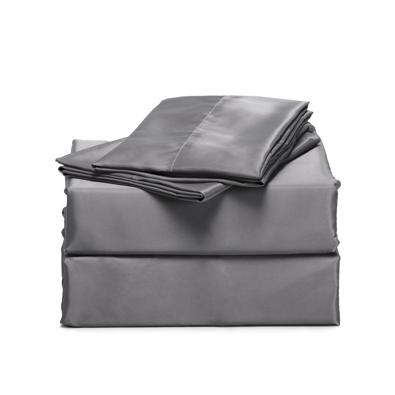 Bedsure 4-Pieces Bed Sheet Set Full Dark Gray Smooth and Silky with Deep Pocket Fitted Sheet