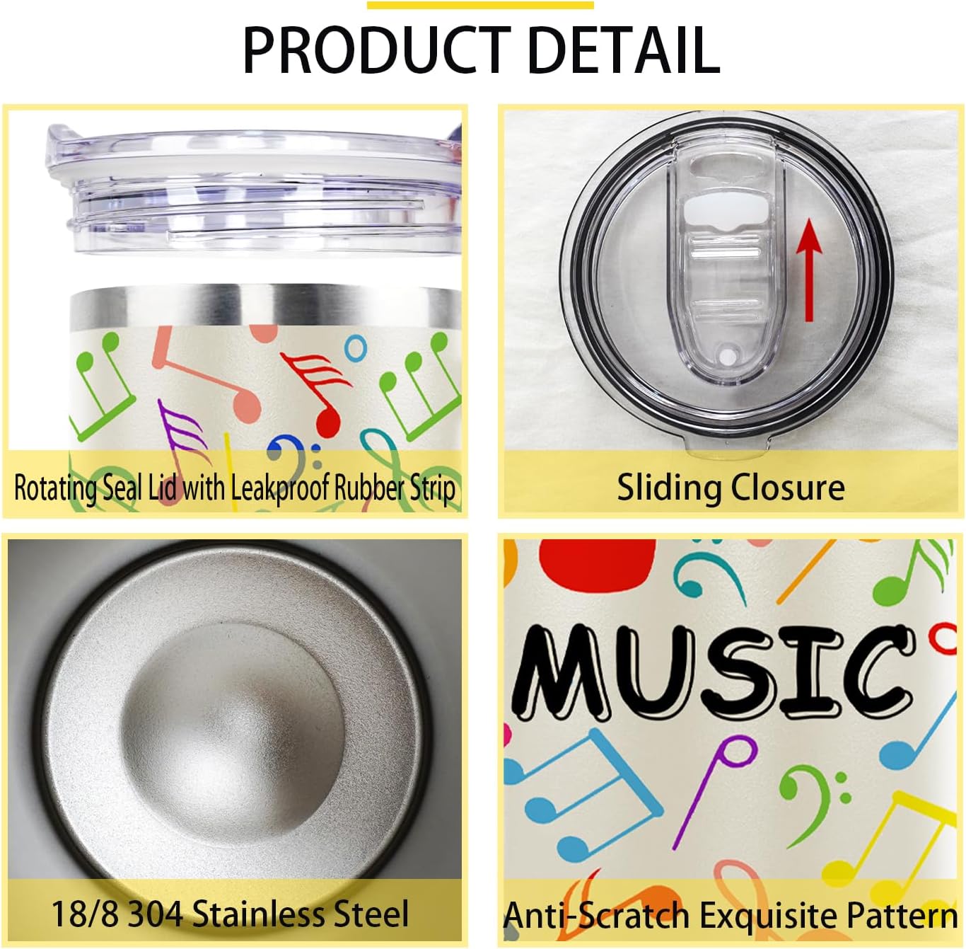 Music Gifts Teacher Gifts Music Insulated Tumbler Cup Teacher Appreciation Gift For Women Men 40 Oz Travel Mug With Straw And Handle - Image 3