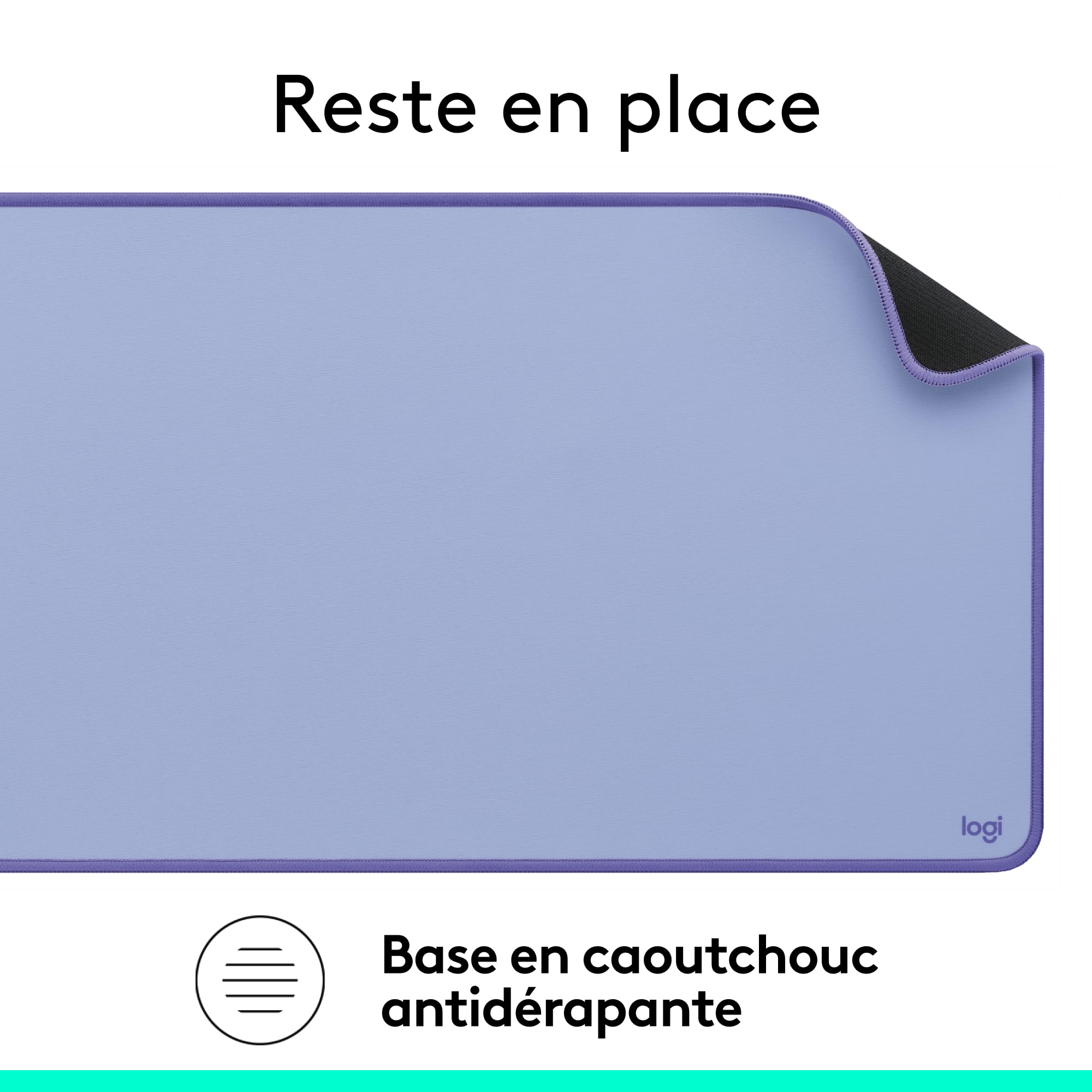 Logitech Tapis de Bureau Studio Large Multifonctionnel Anti-Dérapage Imperméable Lilas
