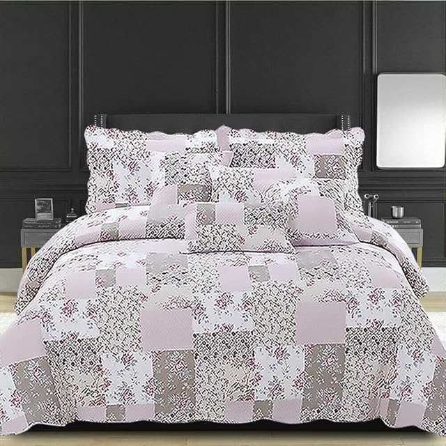 THL Bedspread Patchwork 2 Pillow Sham/Quilt 3 Piece Set Size 235 X 250 CM Double/King