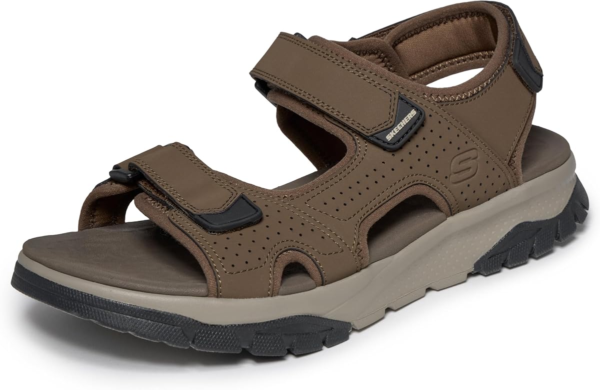 Skechers Men's Wagner Avalon Sandal | Casual, Relaxed Fit, Luxe Foam, Adjustable Hook-and-Loop Straps