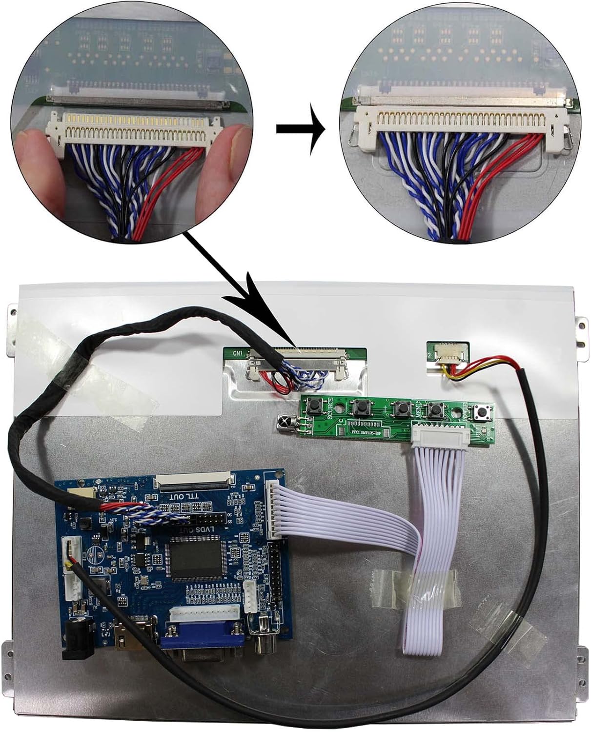 10.4 inch 1024x768 4:3 600nit IPS LCD Screen and VGA LVDs Controller Board,for Video Games,with Location Holes
