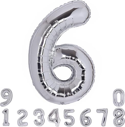 Miniatura 3 de Globos plateados de 40 pulgadas con el número 16, gigantes, grandes, de Mylar con el número 16, globos plateados de aluminio de Mylar para fiesta de