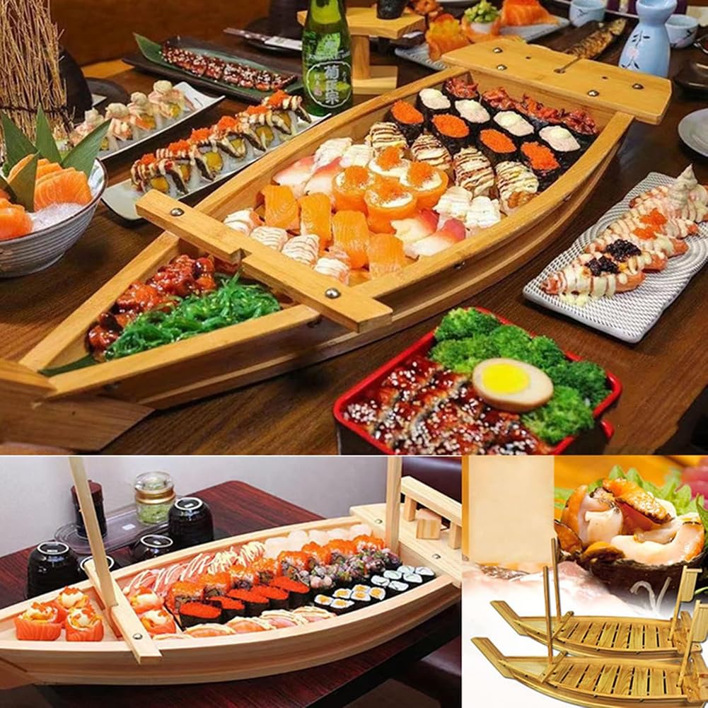 Drewniana taca do serwowania łodzi sushi, japoński talerz sushi sashimi do restauracji lub gastronomii, długość 50-100 cm, idealna do tradycyjnej kuchni japońskiej
