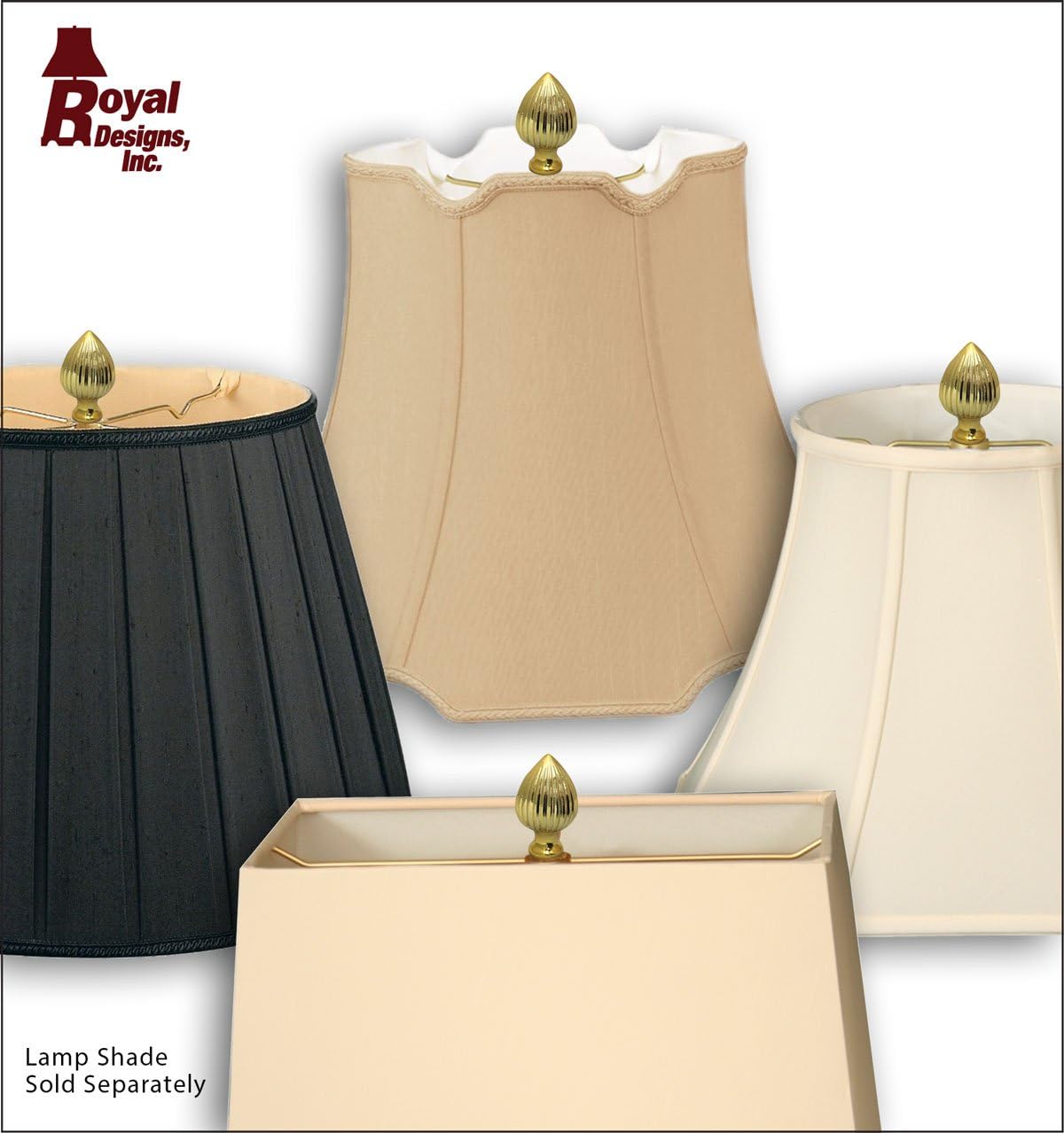 Royal Designs Ribbed Pear 2.25" Lamp Finial for Lamp Shade, Polished Brass - Set of 2