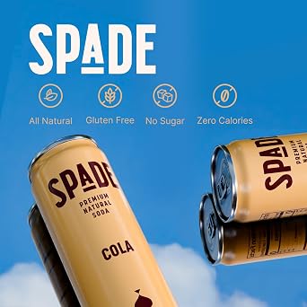 Spade Soda | Cola + Blueberry Acai, Premium All-Natural, No Sugar, No Calories, Electrolytes, Magnesium, Potassium, Non GMO, Sweet Stevia, No Artificial Sweeteners, Great Taste, Bold Taste