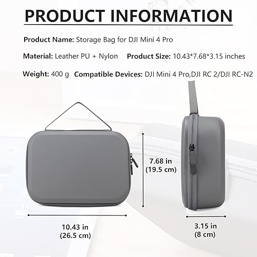 Miniatura 6 de Flyekist Bolsa de almacenamiento para DJI Mini 4 Pro - Funda rígida para drone Mini 4 Pro, funda de transporte de viaje compatible con DJI Mini 4