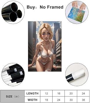 AI Bodysuit Beauty, AI Sexy Girl, Sexy Lingerie, Short-haired Beauty 19 Canvas Poster Wall Art Decor Print Picture Paintings for Living Room Bedroom Decoration Unframe: 20x30inch(50x75cm)