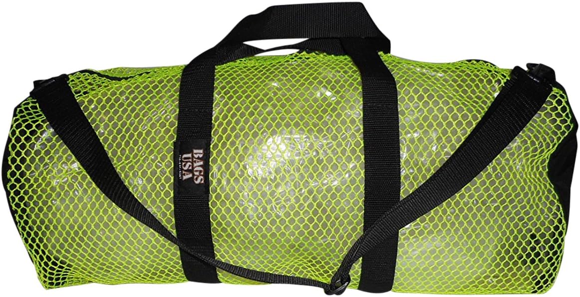 Mesh Duffle Scuba Gear Bag,Fins Mask and Snorkel Bag Made In USA (Neon yellow)