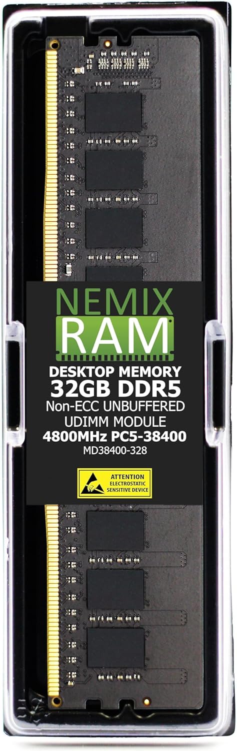 32GB 1X32GB DDR5 4800MHZ PC5-38400 2Rx8 1.1V CL40 288-PIN Non-ECC UDIMM NEMIX RAM Desktop PC Computer Memory