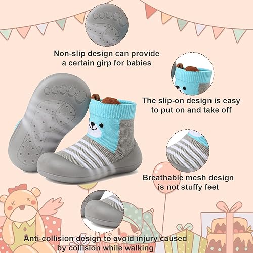 Miniatura 3 de Zapatos de calcetín de bebé para niños pequeños, suela de goma suave, antideslizante, para interiores, para niños y niñas