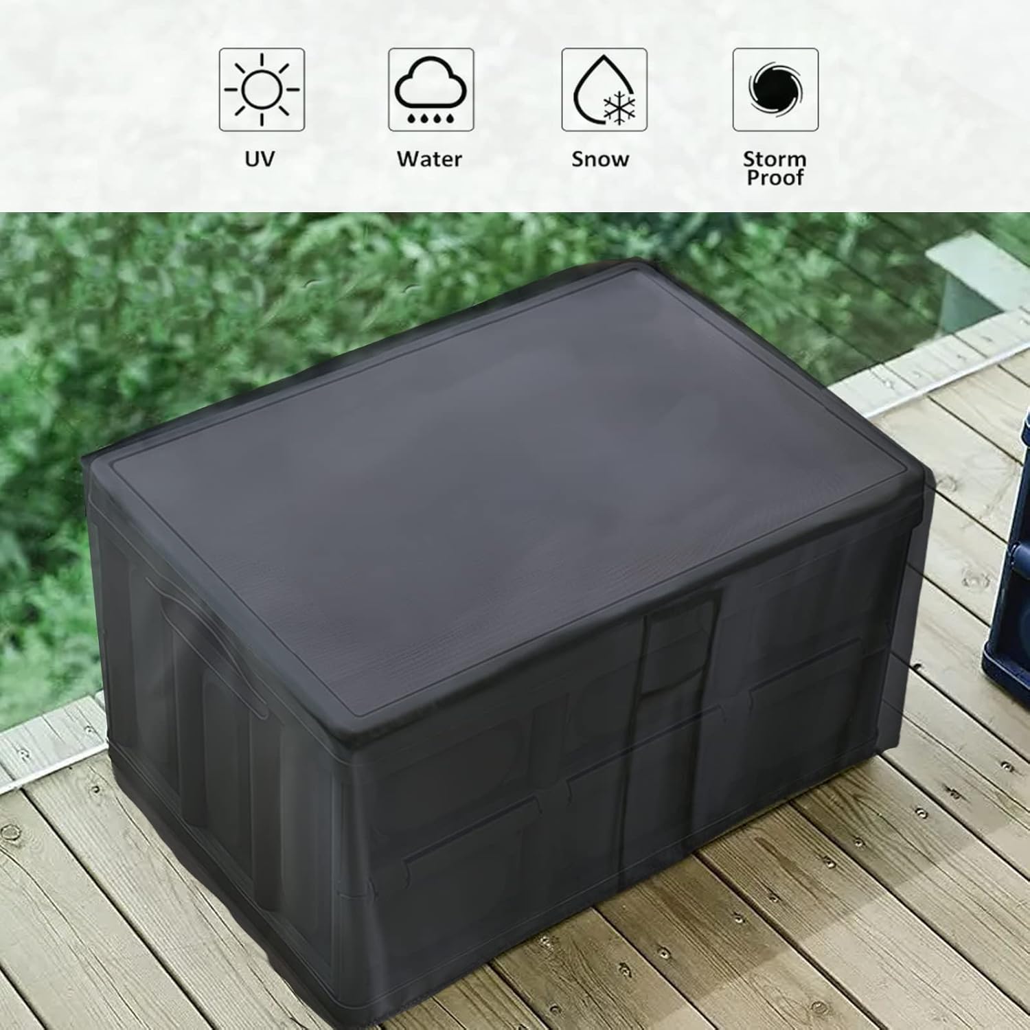 Kingling Deck Box Cover, Outdoor Storage Box Cover for Keter 30 Gallon Deck Box Waterproof Outside Patio Storage Bench Deck Boxes Covers Black (23" L x 18" W x 22" H inch)