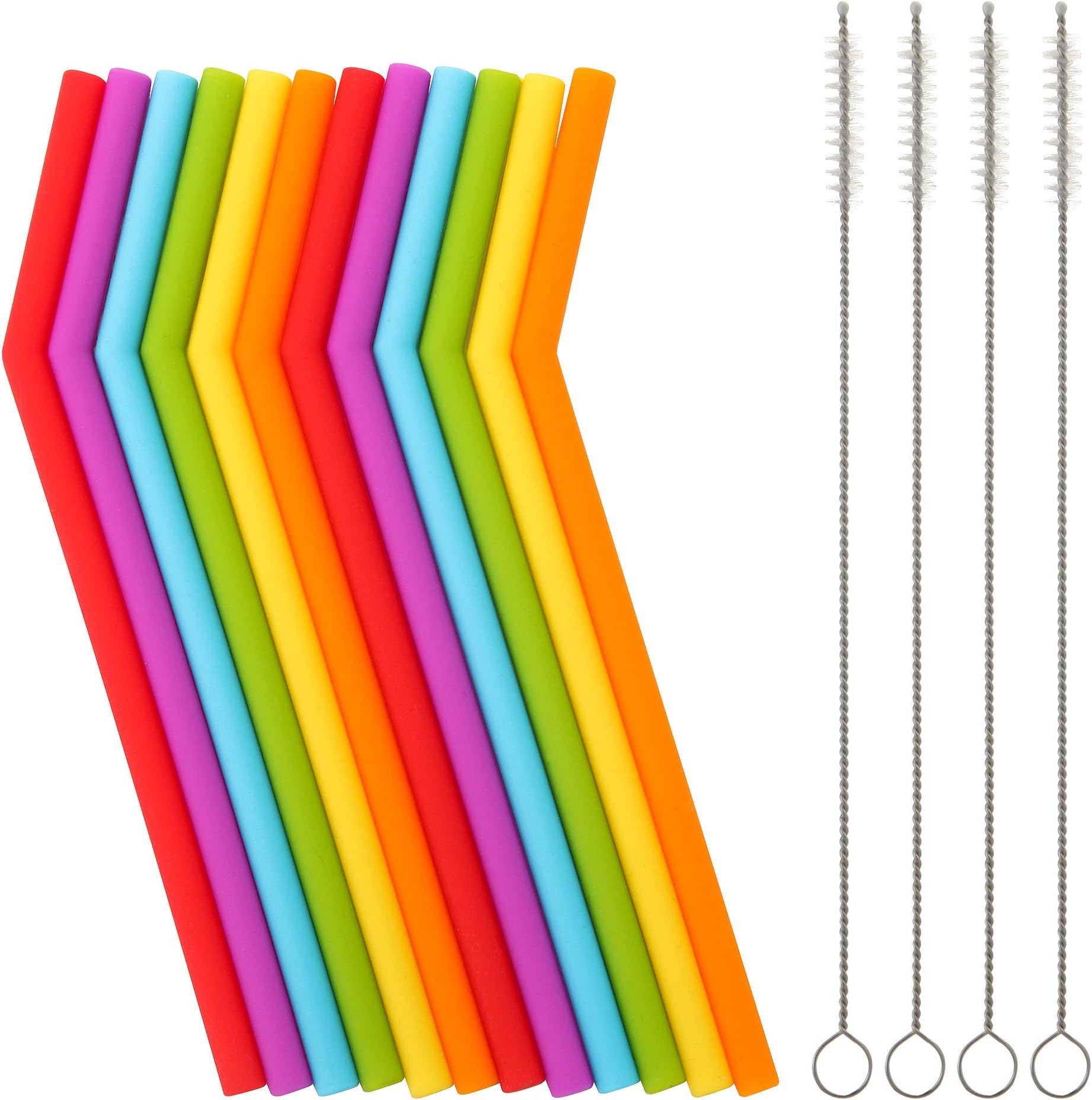 Reusable Silicone Straws for Toddlers & Kids - 12 pcs Flexible Short Drink 6....