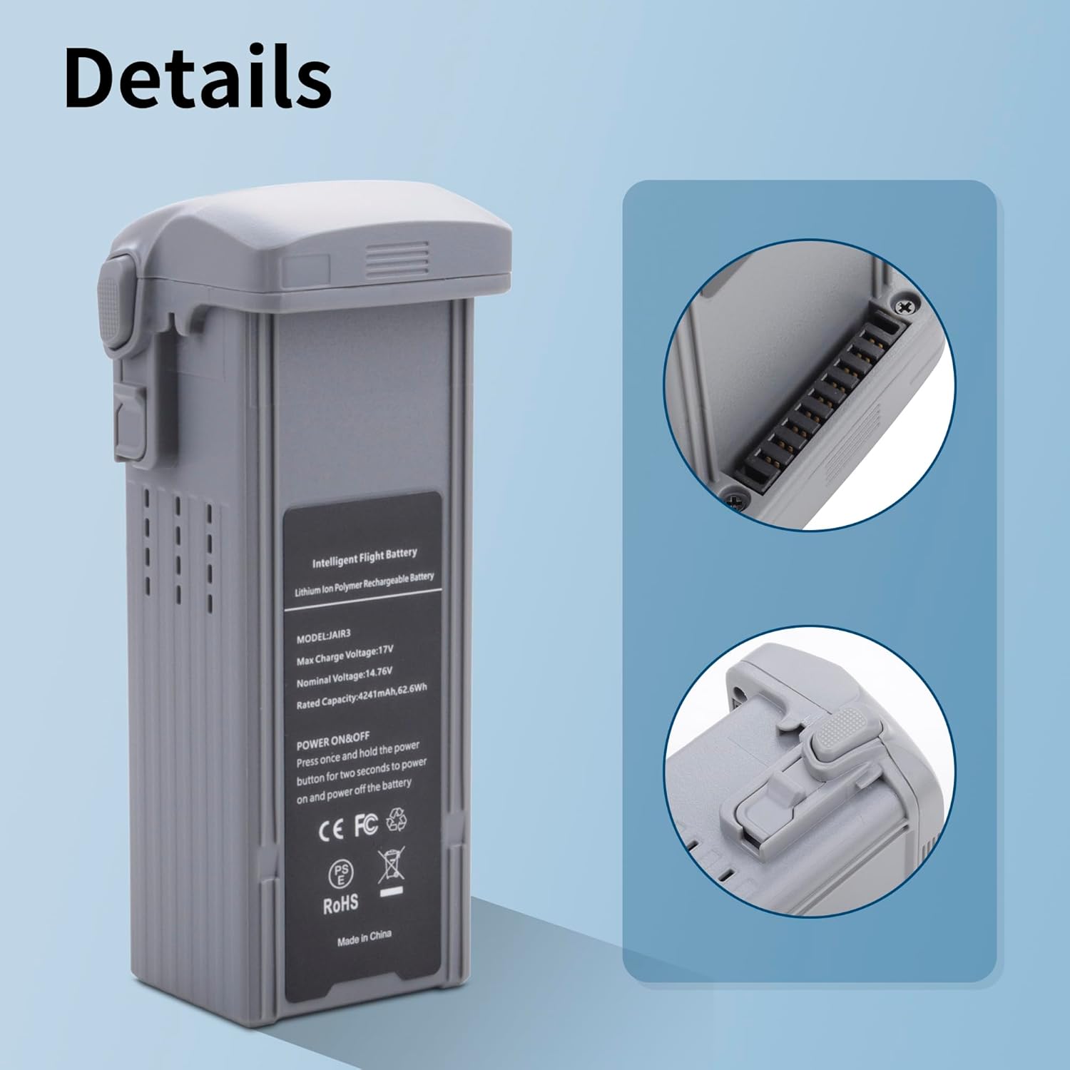 1-Pack for DJI Air 3 Intelligent Flight Replacement Battery, Compatible with DJI Air 3 and Air 3S Drone Series, Upgraded Rechargeable Battery with 4241mAh