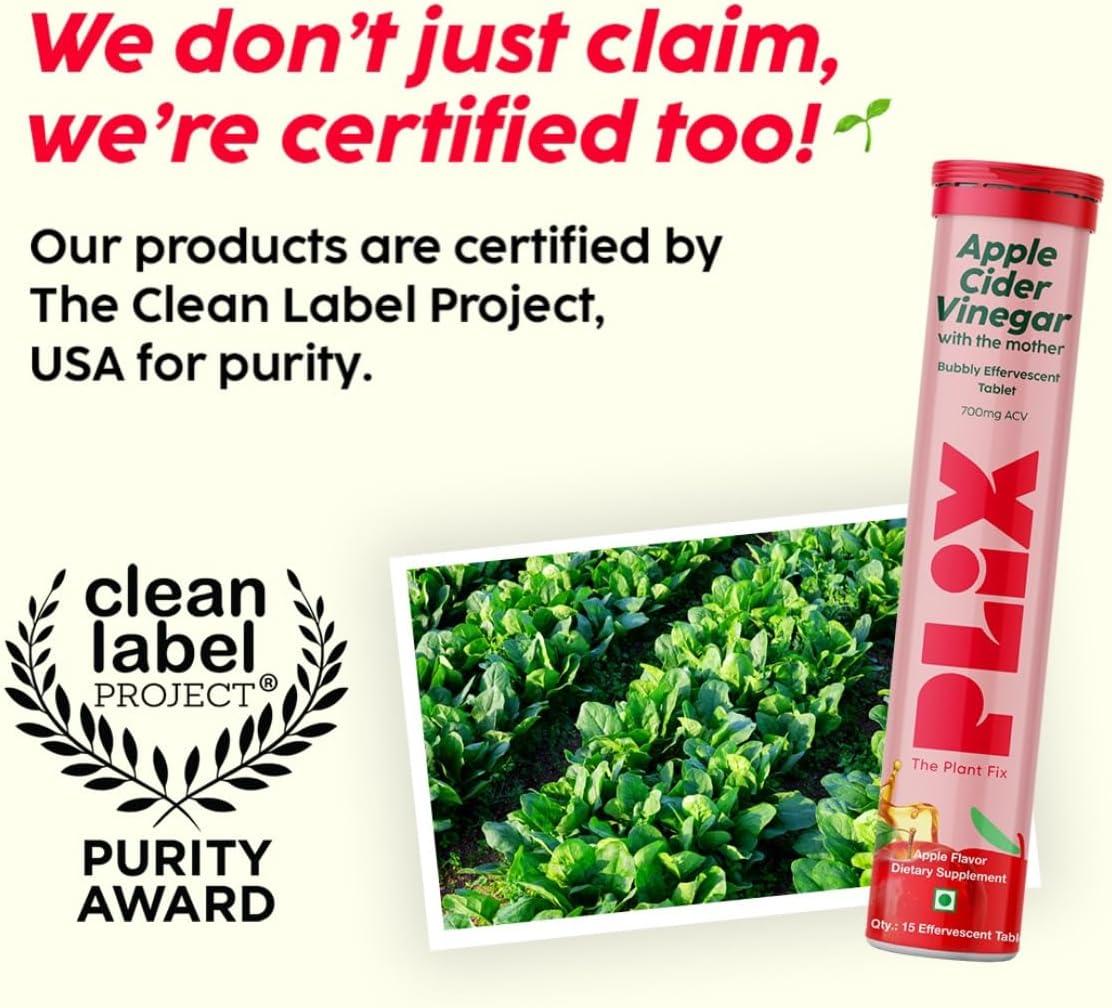 PLIX Apple Cider Vinegar with Mother 30 Effervescent Tablets | 700 mg ACV Supplements for Weight Management Support | No Added Sugar, Non-GMO & Gluten-Free -Pack of 2 - Image 7