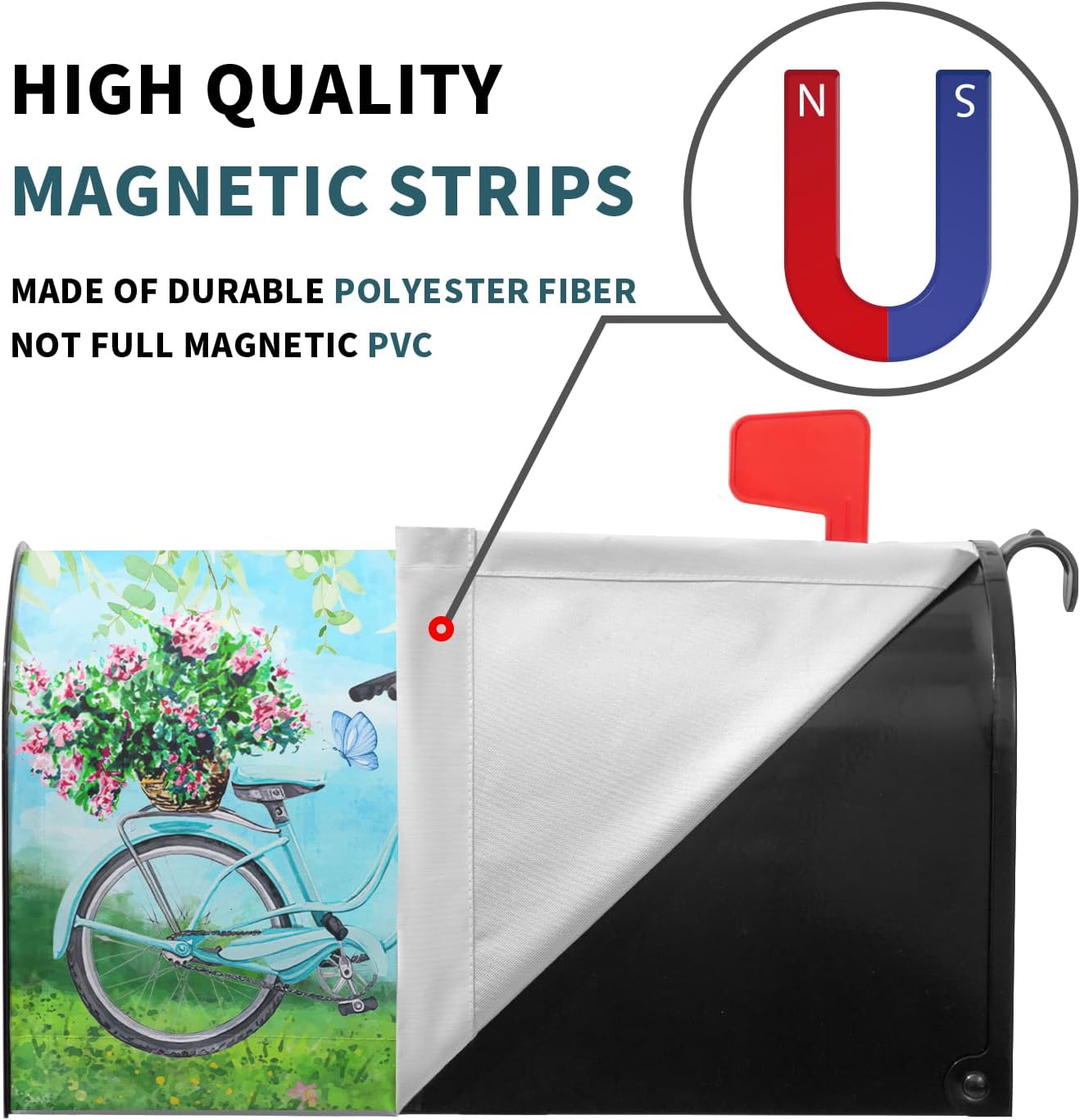 Spring Mailbox Covers Magnetic Colorful Flowers Leaf Mailbox Cover Standard Size 25.5 x 21 Inch Spring/Summer Holiday Welcome Mailbox Wrap Post Letter Box Cover Decorative for Home Outdoor Garden