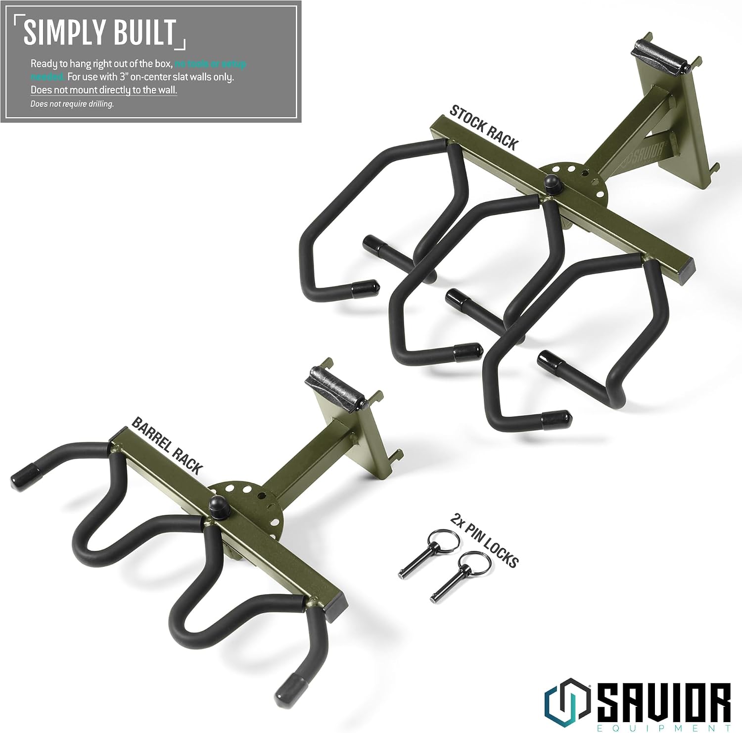 Savior Equipment Wall Rack System Tactical 3-Rifle Carbine Shotgun Handgun Storage Angle Adjustable Wall Mount Hanger, Heavy-Duty Steel Modular Firearms Gun Wall Gear Accessories Organizer