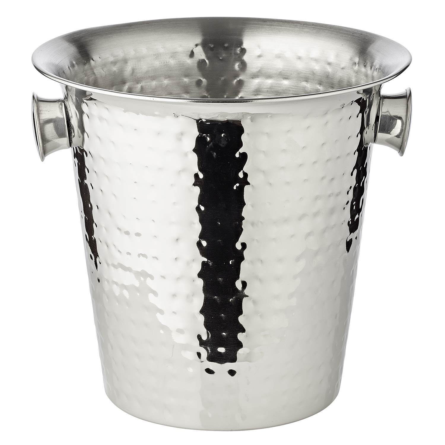 EDZARD Cubitera Joey (Ø 21 cm, Altura 23 cm) – Enfriador de Vino, Champán y Cava, Acero Inoxidable Martillado y Pulido a Alto Brillo con Asas, Cubitera Decorativa para Botellas
