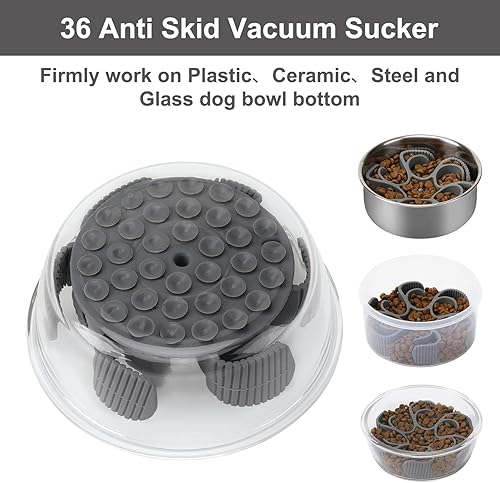 Miniatura 5 de Dog Slow Feeder Bowls Silicone Spiral Pet Food Feeder Insert to Slow Down Eating for Large Medium Small Breed Dogs Perfect with Stainless Steel Gris