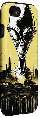 Vista 33 de iPhone 14 Pro Cute Green Alien Head UFO Space Face Alien Case