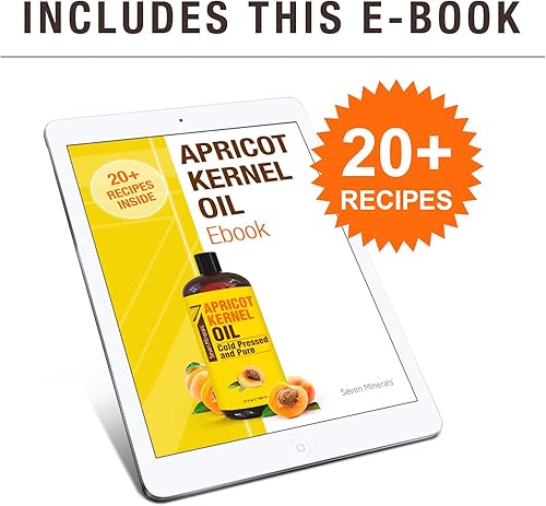 Miniatura 6 de Seven Minerals Aceite puro de albaricoque prensado en frío, botella grande de 32 onzas líquidas, sin OMG, sin hexano, hidratante natural y ligero