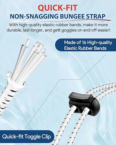 Miniatura 8 de Gafas de natación polarizadas, para adultos, con correa elástica, sin tirones de pelo, antivaho para piscina para hombres y mujeres