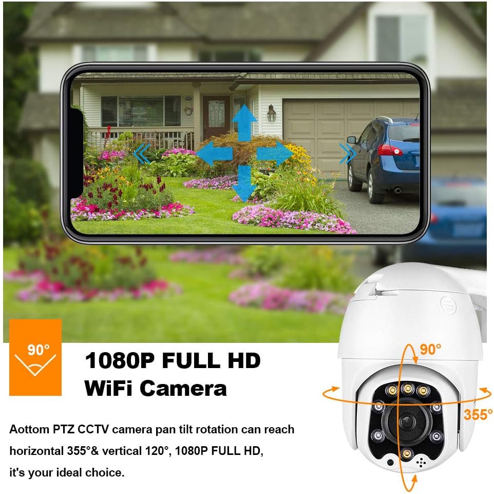 Exсluѕіvе Dіѕсоunt 90% Prісе Aottom 1080P WiFi Camera, Security Camera Outdoor Indoor, PTZ IP Dome Camera for Home 2-Way Audio, Motion Detection, IP66 Waterproof, Support 128G SD Card (Without)