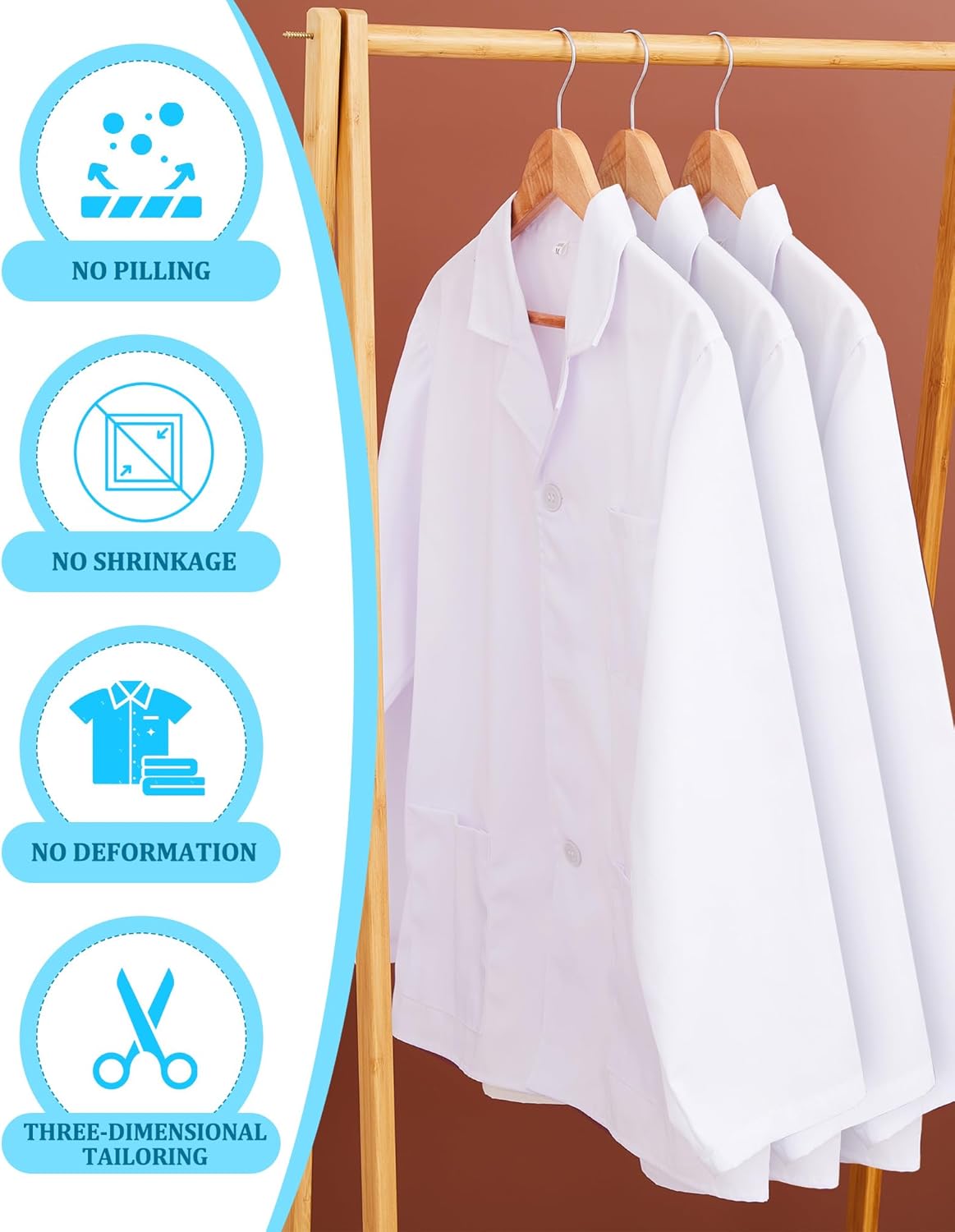 6 Pcs Short Lab Coat Bulk for Women Men with 3 Pockets Unisex White Consultation Professional Coat for Nurse Doctor - Image 4