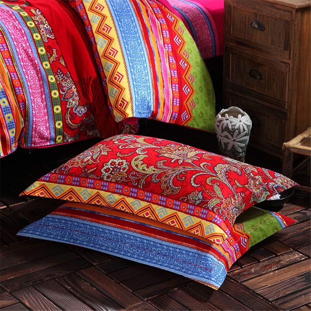 ABREEZE Bohemian Duvet Cover Set Boho Cotton Bedding King Duvet Cover Set Colorful Boho Striped Bedding Set 1 Duvet Cover & 2 Pillowcases, No Comforter